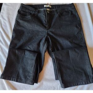 Christopher & Banks Jeans Women's 10‎ Short Black Denim Casual w/ beaded pockets